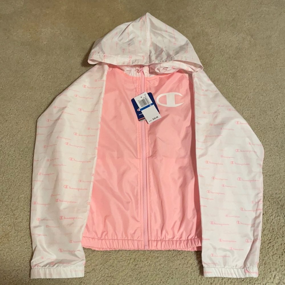 girls xl light pink/white champion windbreaker